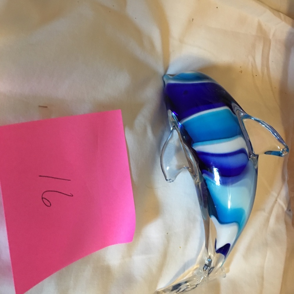 Glass dolphin figurines